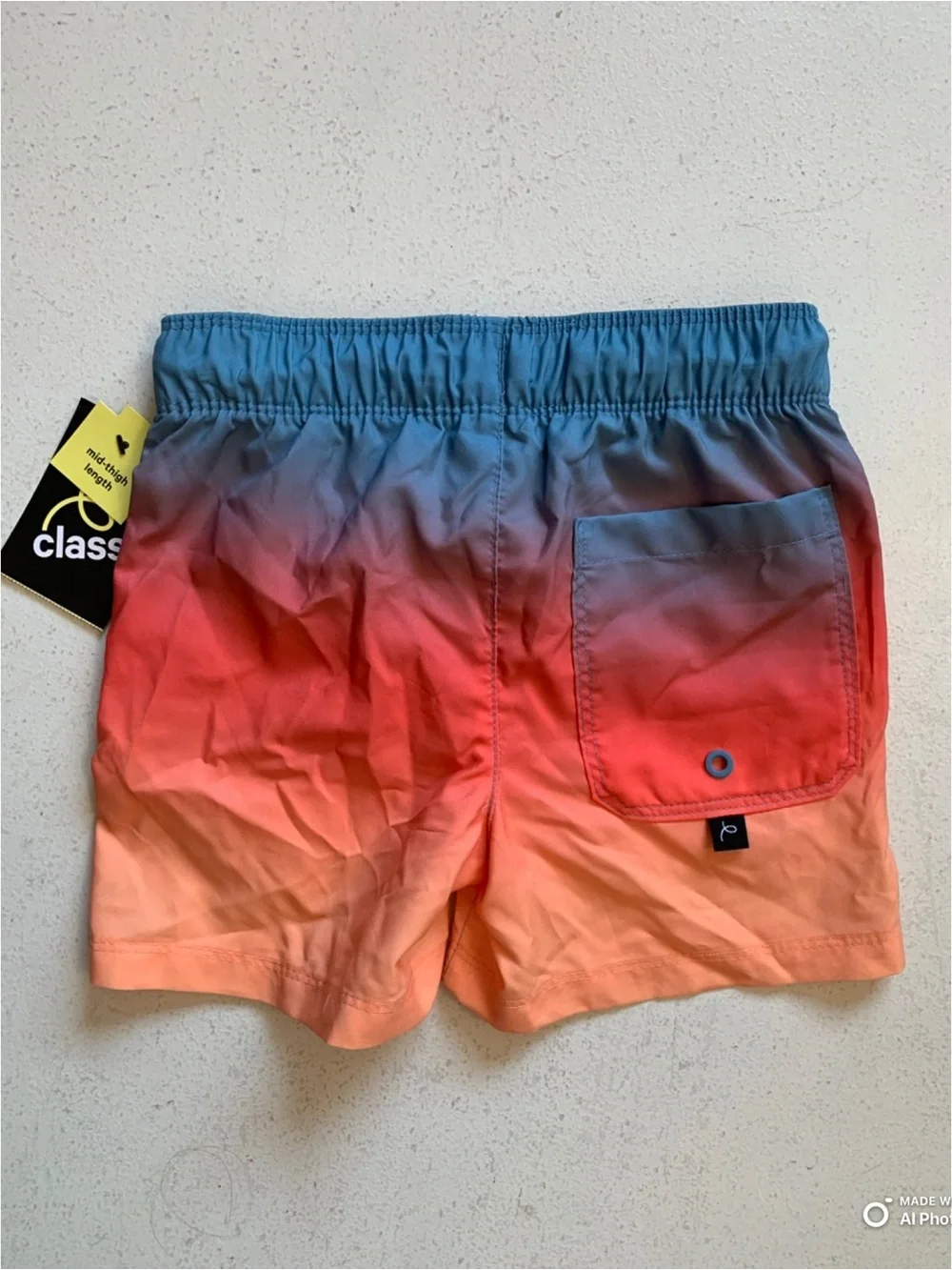 Art Class Boys Blue Orange Ombre Swim Trunks Swimsuit Size XS NWT Summer Beach
